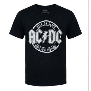 AC/DC Back In Black World Tour 1980-1981 Graphic T-Shirt Black Small UNISEX